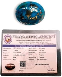 IGL Natural Firoza Double Polished Feroza/Turquoise Certified Gemstones - Attracts Prosperity & Financial Opportunities | For Ring and Pendants - for Men & Women - 20.79 Carats