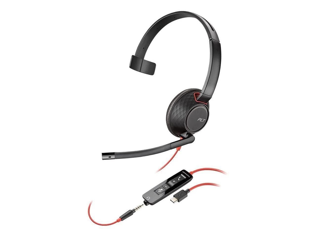 207577-03 Blackwire C5210 Headset - Mono - USB Type A - Wired - 20 Hz - 20 kHz - Over-The-Head - Monaural - Supra-Aural - Noise Cancelling Microphone