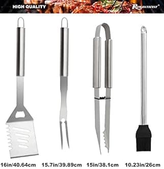 ROMANTICIST 19Pc Heavy Duty Stainless Steel BBQ Grill Tool Accessories Set in Gift Box - Outdoor Camping Barbecue Grilling Utensils Gift Kit with Aluminum Case for Men Dad Women