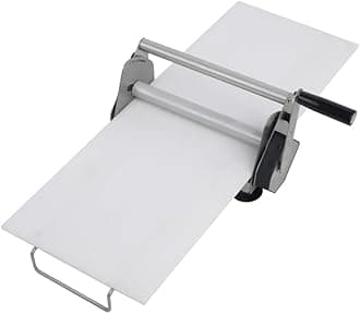 12-Inch Compact Manual Dough Sheeter, Stainless Steel Dough Roller Machine, Adjustable Thickness Settings, for Making Bakery Puff Pastry Dough （slide board 12''x31.5"）