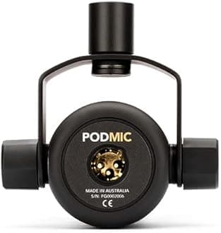 Rode PodMic Dynamic Podcasting Microphones (Pair) with 2X PSA1+ Professional Studio Boom Arms, NTH-100 Professional Closed Back Over Ear Headphones, XLR Cables and StreamEye Polishing Cloth