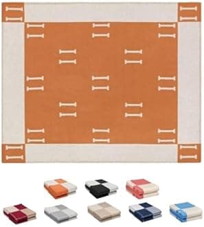 h Blanket Soft Throw Blanket Faux Fleece Cashmere Plaid Warm Shawl Thick Knitted Plush Cozy Comfy for Women Throw Blanket for Sofa Couch Bed Queen King Size 55x66 in (Orange)