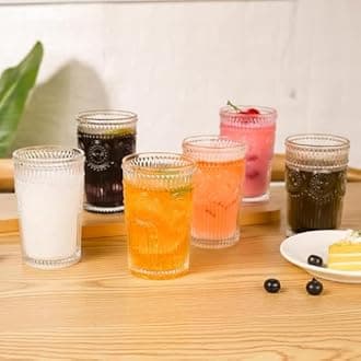 Mivana 300ml Italian Premium Juice Glasses and Transparent Water Glass Medium Size Tumbler Glasses for Drinking Water and Cocktails, Diamond Design Glass Water Glass (Flower, Set of 12)