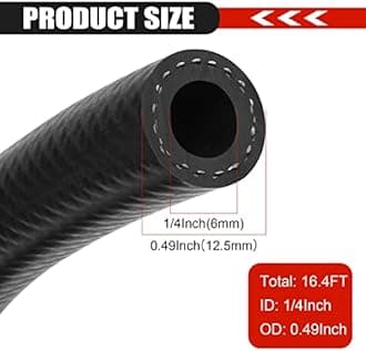 1/4 Inch (6mm) ID Fuel Line Hose 16.4FT NBR Rubber Push Lock Hose High Pressure 300PSI for Automotive Fuel Systems Engines…