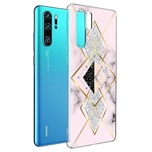 Eouine Huawei P30 Pro Case, Phone Case Clear with Marble Pattern [Ultra Slim] Shockproof Soft Gel TPU Silicone Back Cover Bumper Skin for Huawei P30 Pro 6.47" Smartphone (Pink)