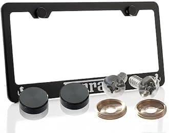 Laser Engraved License Plate Frame Made of Industrial Grade Powder Coated Black Matte Black Stainless Steel w/Caps and Accessories