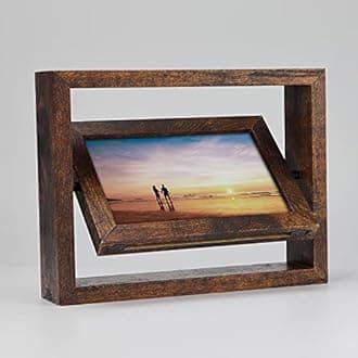 EXYGLO Brown 6x4 Photo Frames, Double Picture Frames 4x6 for Horizontal or Vertical Tabletop Display - Perfect Presents for Families and Friends (2 Pack)