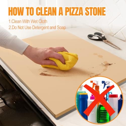Pizza Stone for Grill & Oven - Rectangular Baking Stone, Heavy Duty Cordierite, Ideal for Different Pizza Sizes - Includes Scraper