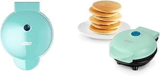 Dash DMG8100AQ 8” Express Electric Round Griddle, Aqua & Mini Maker Electric Round Griddle - Aqua