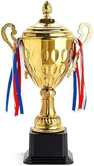 Juvale Trophy Cup - Large Trophy, Gold Award for Sports, Tournaments, Competitions, Gold, 8.5 x 16.6 x 6.1 Inches