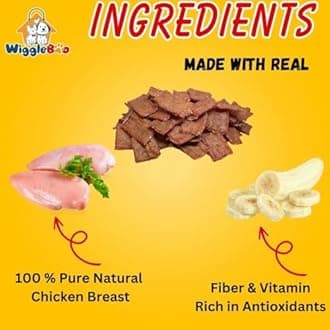 WiggleBoo Chicken & Banana Suger Glider Treat | Protein Rich | Fiber Rich | Crunchy Healthy Snacks | Training Treat | 45gm