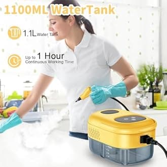 Handheld Steam Cleaner, 2500W 6-level adjustable, 1.2L Water Tank 15s Heat-Up, High Pressure Steam Cleaning Machine, Portable Steam Clean Tool, Steam Cleaner for Home, Furniture, Kitchen
