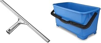 Unger Professional Stainless Steel Heavy-Duty Window and Glass Squeegee, 16" & Professional Heavy Duty Professional Cleaning, Washing, Mop Bucket, 6 Gallons