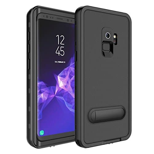iThrough Galaxy S9 Waterproof Case, Shock Proof Dust Proof Snow Proof Dirt Proof Phone Case, Full Sealed IP68 Underwater Heavy Duty Protective Carrying Case Cover with Kickstand for S9(Black)
