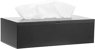 Sumnacon Rectangular Tissue Box Cover - Stylish Stainless Steel Tissue Box Holder, Modern Metal Facial Tissue Holder for Dresser Table Night Stand Bathroom Vanity Home Office Bar Decor, Black