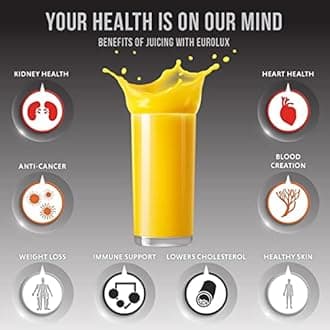 Eurolux Countertop Citrus Juicer | Commercial Grade Manual Hand Press | Squeezer for Fresh Fruit Juice (Bonus Stainless Steel Cup)