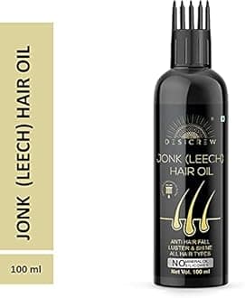 DESICREW Pure Jonk Oil Leech Tail with comb Applicator - Cold Pressed - For Hair Regrowth control & hair fall For Men & Women-100ML-(100 ml)