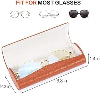 Vemiss Hard Glasses Case Lightweight Portable for Women Men, H - Brown, M