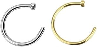 (2pcs) 20g Gold & Silver Plated Nose Ring Piercing Hoop 20 Gauge 5/16"