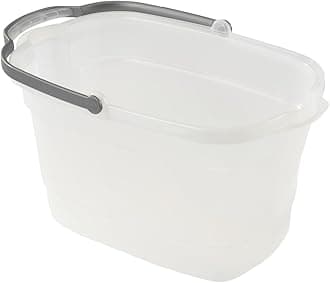 Casabella Plastic Rectangular Cleaning Bucket with Handle, Clear, 4 Gallon