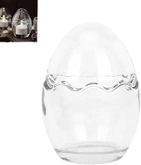Eggs Shape Clear Glass Candle Stand Cup,Easter Eggs Shape Glass Storage Jars with Lid,Eggs Shell Dessert Cup,Funny Egg Shape Yogurt Containers,Easter Decorations Table Candy Holder,for Yogurt Milk