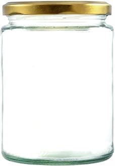 Wares of Knutsford 500 ml Large Glass Jam Jars Large, Pack 12, Food jars. Ideal for larger quantities preserves and perfect for pickles. Airtight gold lids included.