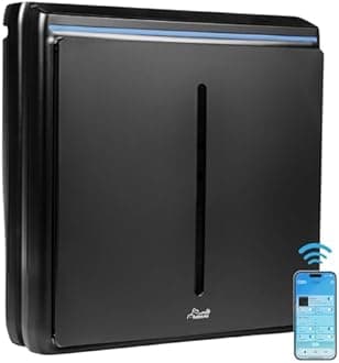 Rabbit Air A3 SPA-1000N Ultra Quiet HEPA Air Purifier, 6 stage filtration, Wall Mountable, For Large Rooms, Removes Airborne Allergens, Smoke, Dust, Mold, & VOCs (Black, Odor Remover Filter)