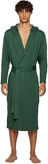 Men's Pure Cotton Bathrobe Lightweight Kimono and Hooded Spa Robes Soft Sleepwear