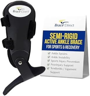 Brace Direct Semi-Rigid Active Ankle Brace for Sports - Maximum Support for Sprains & Injuries, Stabilizes & Protects Athletes Ankles Football, Running (L - Left, Men 13+ / Women 13+)