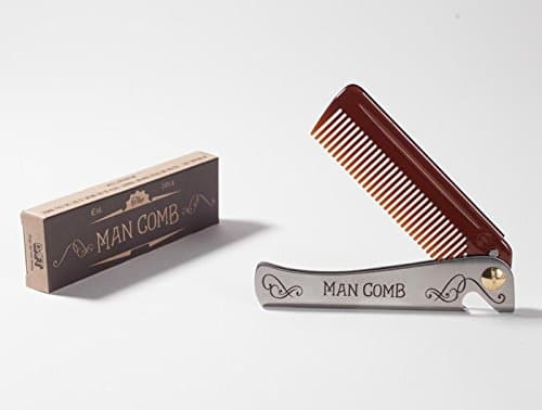 Daft 'Orginal' Man Comb, Folding Metal Pocket Comb for Men, Bearded Man Comb with Handle, The Ultimate Tool for Your Hair, Beard and Beer, (Brown)