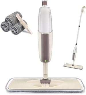 HOMTOYOU Spray Mop for Floor Cleaning, Floor Mop with a Refillable Bottle and 3 Washable Microfiber Pads, Dry Wet Spray Mop for Home Kitchen Hardwood Laminate Wood Vinyl Ceramic Tiles Floor Cleaning