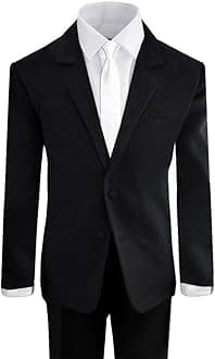 Black n Bianco Boys' Formal Black Suit with Shirt and Vest