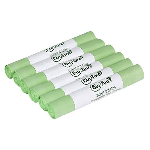 Mini 3L Compostable Caddy Bags - 150 liners - Kitchen Worktop Compost Food Waste Bin Liners for EN13432