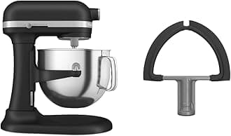KitchenAid® 7 Quart Bowl-Lift Stand Mixer, Cast Iron Black & KDF7B Double Flex Edge Beater for Select Bowl-Lift Stand Mixers, Silver