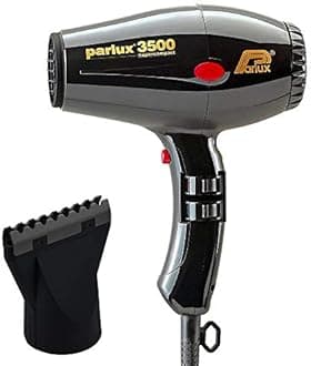 Parlux 3500 Super Compact Black Hair Dryer + M Hair Designs Hot Blow Attachment (Bundle) – Lightweight, High-Speed Professional Blow Dryer for Fast Drying & Styling
