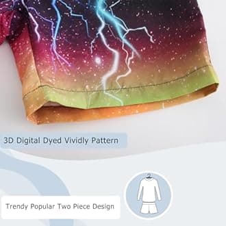 Boys Swimming Costume Two Piece Swimsuit Set with Swimming Trunks Kids Long Sleeve Bathing Suit Swimwear