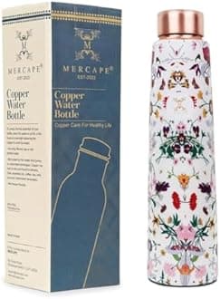 Copper Water Bottle - Multi-Color Loose Design, Leakproof, No Seals (900ml) for Ayurveda Yoga