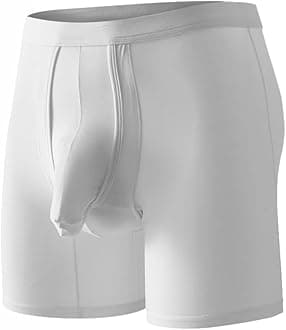 Men's Dual Pouch Underwear Short&Long Leg Bulge Boxer Briefs Separated Pouch Modal Trunks (US, Alpha, Large)