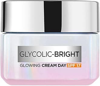 L'Oreal Paris Glycolic Bright Glowing Day Cream, Overnight Brightening Cream, Glycolic Acid in Gel-Like Cream Texture, that Visbily Minimizes Spots & Reveals Glowing skin, 15ml