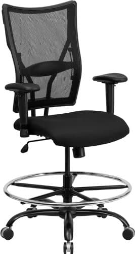 Big & Tall 400lb Mesh Back Home Office Drafting Bar Counter Stools Chairs W-adj. Lumbar Support & Arms Seat Height 20-26"