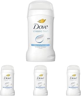 Dove Classic Fresh Anti-Perspirant Cream deodorant for women, with ¼ moisturising cream for 48 hour sweat protection and long-lasting fragrance 50 ml (Pack of 4)