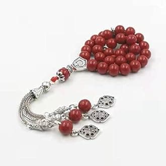 Tasbih red Stone Muslim Women Prayer Bead Islamic Rosary Eid Gift misbaha Turkish Jewelry (10mm x 33 Beads)