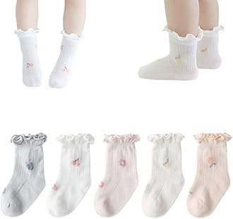 Baby Toddler Girls Ruffle Socks Newborn Infant Girl's Knee High Solid Cotton Long Socks