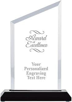 Crown Awards Personalized Acrylic Trophy, 6" Engraved Incline Slant Acrylic Award