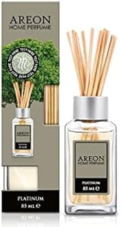 Areon Home Luxury Perfume Reed Diffuser + 10 Rattan Reeds, Platinum Scent 85ml