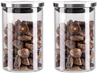 4-Piece Glass Storage Jars Set, Airtight Food Storage Containers with Metal Lids, Transparent Canisters for Tea, Snacks, Cereal, Flour, 800ml & 1000ml(800mlx4)