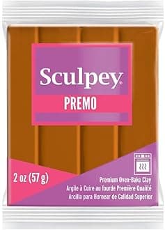 Sculpey Premo™ Polymer Oven-Bake Clay, Raw Sienna Brown, Non Toxic, 2 oz. bar, Great for Jewelry Making, Holiday, DIY, Mixed Media and More. Premium Clay Perfect for clayers and Artists.