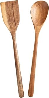 Extra Large Wooden Utensils for Cooking, Big Wooden Corner Spoon Spatula, Long Handle Giant Kitchen Cooking Utensil Set of 2, 17" Heavy Duty Wood Scoop Spoons Serving Large Food, Safe and Easy to Use