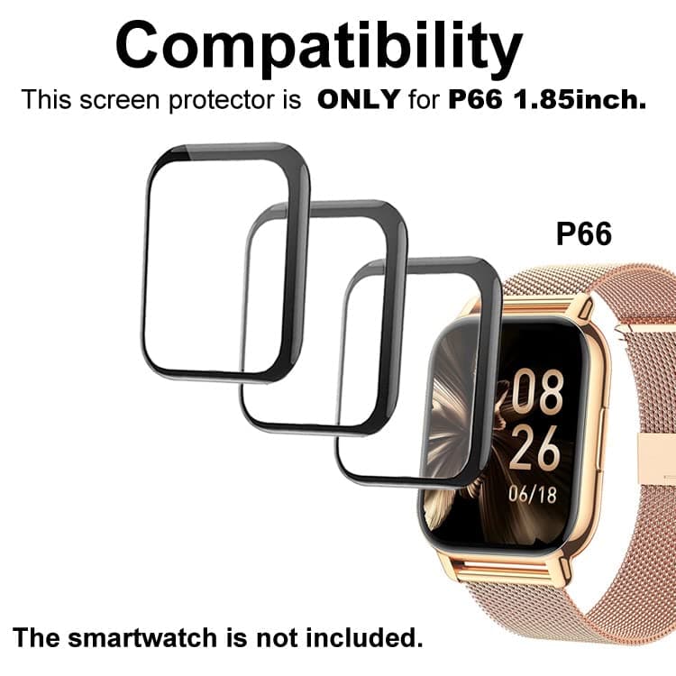 3D Screen Protector Compatible with Popglory NiUFFiT Nacid P66 1.85 inches, Hoxe WeurGhy Y6 1.85”Smartwatch