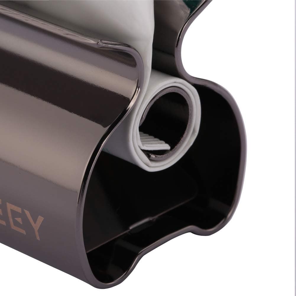 XYKEEY Toothpaste Tube Squeezer - Set of 2 Toothpaste Squeezer Rollers, Metal Toothpaste Tube Wringer Seat Holder Stand (Black)
